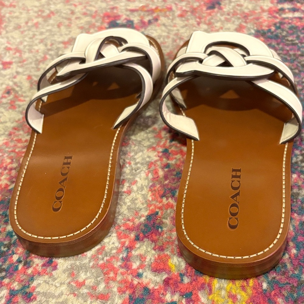 Coach Women's Cream Slide Sandals - Picture 2 of 2